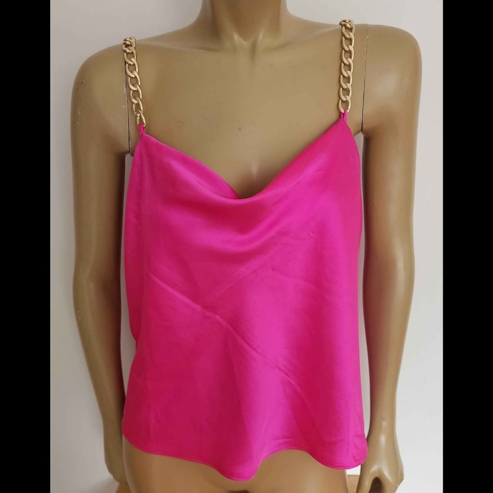 Bailey 44 XL Hot Pink Cowl Neck Camisole with Gold Chain Straps